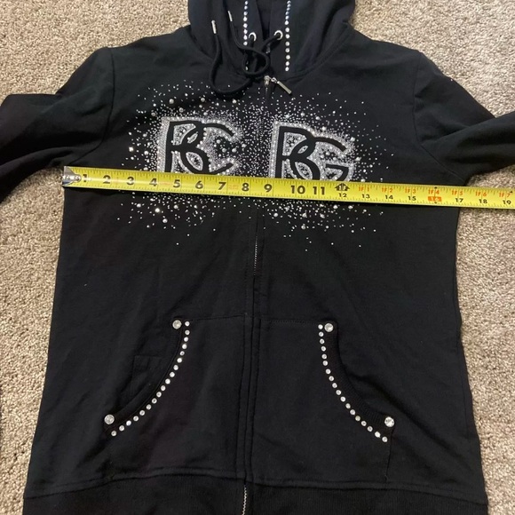 Vintage Y2K BCBG Rhinestone Logo Hooded Track Jacket Size- M - Picture 6 of 7